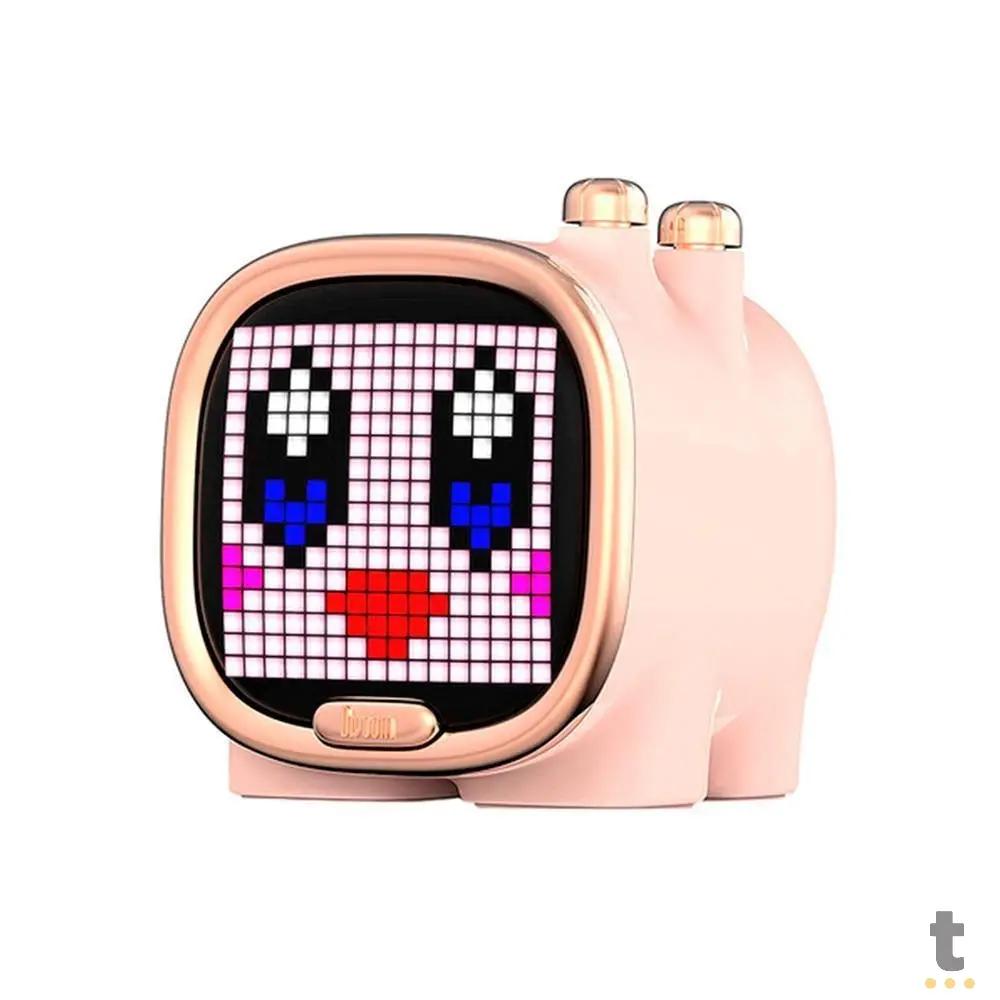 Caixa de Som Portátil Bluetooth Divoom Zooe 6W Rosa C/Interações Visuais Truedata